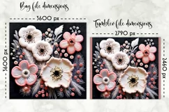 Embroidery Flowers Lunch Bag Sublimation | Embroidery Effect Product Image 2
