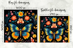 Butterfly with Flowers Lunch Bag Sublimation | Folk Art PNG Product Image 2
