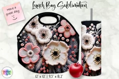 Embroidery Flowers Lunch Bag Sublimation | Embroidery Effect Product Image 1