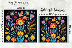 Lunch Bag Design with Folk Art Flowers | Floral Lunch Bag Product Image 2