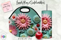 Embroidery Flowers Lunch Bag Sublimation | Embroidery Effect Product Image 1