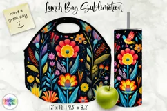 Lunch Bag Design with Folk Art Flowers | Floral Lunch Bag Product Image 1
