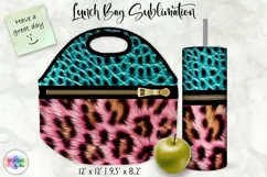 Lunch Bag with Tumbler Wrap | Pink Leopard Fur Texture Product Image 1