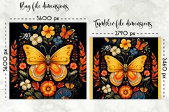 Butterfly with Flowers Lunch Bag Sublimation | Folk Art PNG Product Image 2