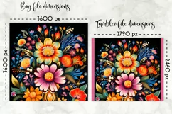 Lunch Bag Design with Folk Art Flowers | Floral Lunch Bag Product Image 2
