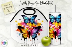 Butterfly Lunch Bag Sublimation | Watercolour Butterfly PNG Product Image 1