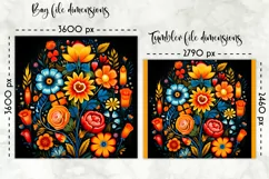 Lunch Bag Design with Folk Art Flowers | Floral Lunch Bag Product Image 2