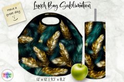 Feather Lunch Bag Sublimation | Golden Feathers Pattern Product Image 1