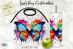 Butterfly Lunch Bag Sublimation | Watercolour Butterfly PNG Product Image 1