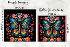 Butterfly with Flowers Lunch Bag Sublimation | Folk Art PNG Product Image 2