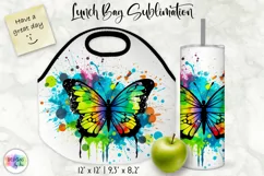 Butterfly Lunch Bag Sublimation | Watercolour Butterfly PNG Product Image 1