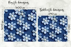 Denim Lunch Bag with White Flowers Design | Tumbler Wrap PNG Product Image 2