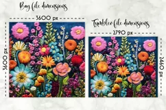 Embroidery Flowers Lunch Bag Sublimation | Embroidery Effect Product Image 2