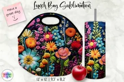 Embroidery Flowers Lunch Bag Sublimation | Embroidery Effect Product Image 1