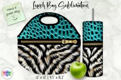 Lunch Bag with Tumbler Wrap Design | White Tiger Fur Texture Product Image 1
