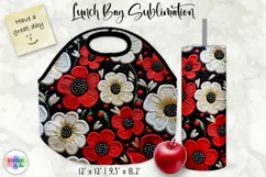 Embroidery Flowers Lunch Bag Sublimation | Embroidery Effect Product Image 1
