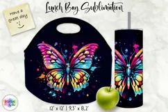 Butterfly Lunch Bag Sublimation | Watercolour Butterfly PNG Product Image 1