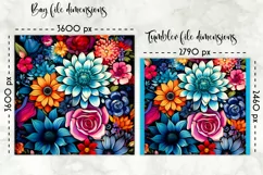 Lunch Bag Design with Folk Art Flowers | Floral Lunch Bag Product Image 2