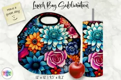Lunch Bag Design with Folk Art Flowers | Floral Lunch Bag Product Image 1