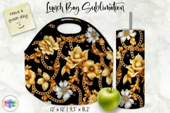 Elegant Floral Lunch Bag Sublimation | Silk Texture Effect Product Image 1