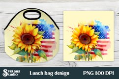 Patriotic sunflower american flag lunch bag sublimation