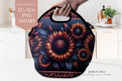 Dark Sunflower Lunch Bag PNG Sublimation Design Product Image 1