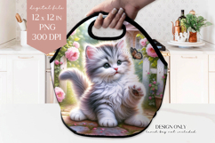 Beige Rose &amp; Leopard Butterfly Lunch Tote Design PNG Product Image 1