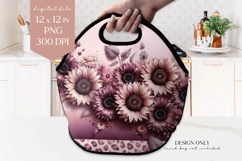 Pink Sunflower Lunch Bag PNG Sublimation Product Image 1