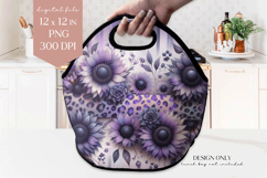 Purple Sunflower Lunch Bag PNG Sublimation Product Image 1