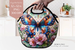 Stained Glass Butterfly Lunch Bag PNG Sublimation Product Image 1
