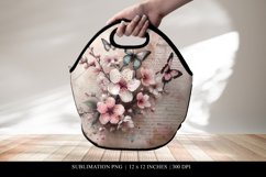 Floral Lunch Bag Design, Sublimation Lunch Tote Graphic Product Image 1