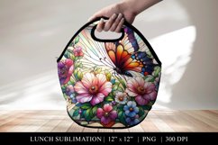 Art Nouveau Lunch Bag Design, Stained Glass Sublimation PNG Product Image 1