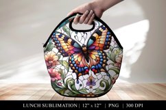 Elegant Lunch Bag Design, Stained Glass Sublimation PNG Product Image 1