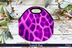 Lunch Bag Design | Giraffe | Purple Animal Print Sublimation Product Image 1