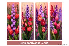 Vintage Floral Bookmarks PNG Printable | Lupin Flowers Product Image 1