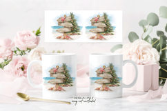 Beach Christmas Mug Wrap Sublimation PNG Full Template Product Image 2