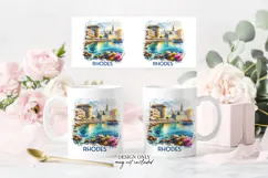 Rhodes Mug Sublimation PNG Greek Castle Full Wrap Product Image 2