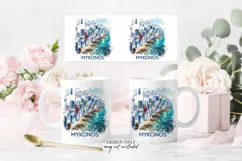 Mykonos Mug Sublimation PNG Greek Island Full Wrap Product Image 2