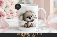Monochrome Koala Mug Sublimation PNG Full Wrap Product Image 1