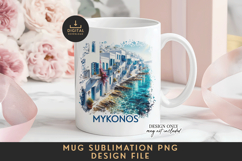Mykonos Mug Sublimation PNG Greek Island Full Wrap Product Image 1