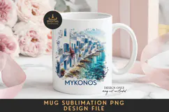 Mykonos Mug Sublimation PNG Greek Island Full Wrap Product Image 1