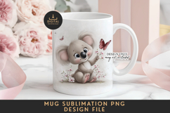Cute Watercolor Koala Mug Sublimation PNG Design Product Image 1