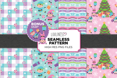 Christmas Elf Seamless Pattern Bundle, Holiday Patterns Product Image 1