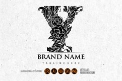 Luxury classic monogram letter y swirl flourish ornament Product Image 1