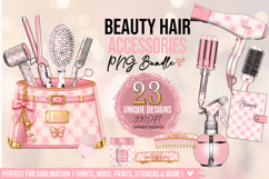 Beauty Hair Accessories PNG Bundle 23 Premium Pink &amp; Gold Product Image 1