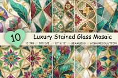stained glass pattern, mosaic digital paper, seamless mosaic pattern, luxury digital paper, gold foil pattern, stained glass mosaic, geometric glass pattern, jewel tone pattern, mosaic background, seamless glass texture, luxury mosaic pattern, ornamental 