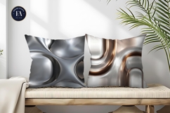 Chrome Silver Mirror Texture Polished Metallic Digital Paper Product Image 2