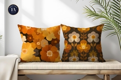 Retro Floral 70s Brown Orange Seamless Digital Paper Product Image 2