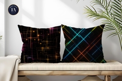 Glowing Neon Cyberpunk Grid Texture Seamless Digital Paper Product Image 2