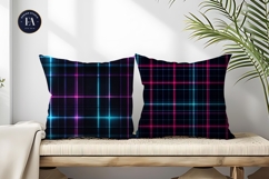 Neon Cyberpunk Grid Texture Glowing Lines Digital Paper Product Image 2